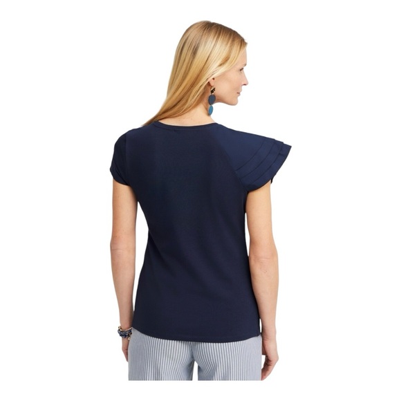 NWT Chicos Ruffle Cap Sleeve Tee Sz 2 570359563 - Picture 3 of 10